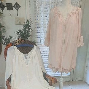 Soft Surroundings Lace Trim Blouse